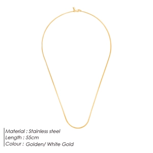 Vue détaillée du collier maille serpent en acier inoxydable de 55cm en or et argent
