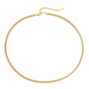 Collier minimaliste en acier inoxydable doré à maille vénitienne avec fermoir mousqueton