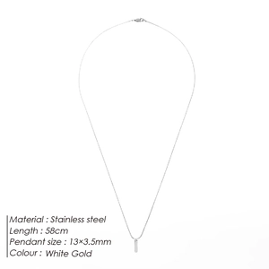 Collier minimaliste en acier inoxydable or blanc avec pendentif carré et chaîne de 58cm