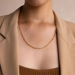 Minimalist Stainless Steel Paperclip Chain Necklace For Women Men Gold Steel Color Geometric Link Jewelry Necklaces