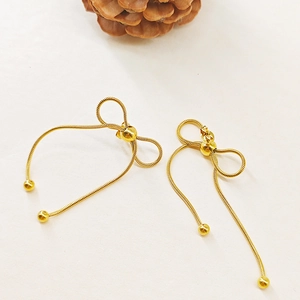 French Luxury Bowknot Snake Chain Dangle Earrings Gold Plated Stainless Steel Long Tassel Elegant Women Fashion Jewelry Gift