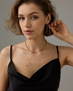 Ensemble collier et boucles d'oreilles à pompons en zircon dégradé violet et jaune