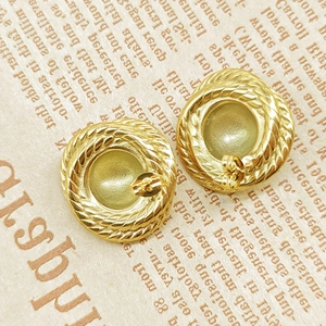 Detailed close-up of retro 18K gold plated stainless steel teardrop stud earrings