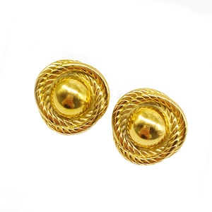 Classic 18K gold plated stainless steel teardrop stud earrings with woven rope texture
