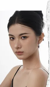 Minimalist S925 sterling silver geometric rhombus long drop earrings on female model