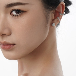 Élégantes boucles d'oreilles cœur en argent S925 avec opale et bagues d'oreille assorties
