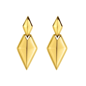 S925 sterling silver minimalist geometric rhombus long drop earrings with polished finish