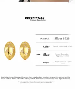 Specifiche dettagliate dei cerchi geometrici in argento S925 con placcatura in oro 18K