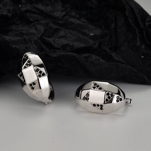 Orecchini a Cerchio Geometrici in Argento Sterling 925 per Donna Gioielli Minimalisti Sfaccettati con Strass Intarsiati Regalo