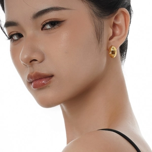 Orecchini geometrici in argento S925 dorato con ambra e zircone da donna