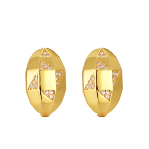 Orecchini a cerchio geometrici di lusso in argento 925 con accenti di diamanti brillanti