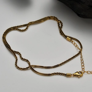 Elegant gold S925 sterling silver multilayer woven chain necklace with lobster clasp