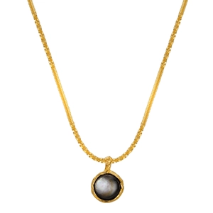 Collana in argento sterling S925 placcata oro con pendente in conchiglia e bordo a corda