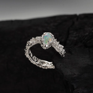 S925 Sterling Silver Opal Ear Cuff No Piercing Irregular Lava Texture Minimalist Earcuff For Women Trendy Jewelry Gift