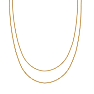 Double-layer gold snake bone chain necklace in 925 sterling silver with polished finish