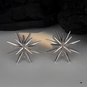Boucles d'oreilles étoiles en argent sterling S925 avec finition polie effet miroir chic
