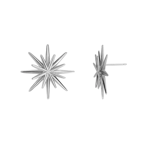 Boucles d'oreilles puces double étoile en argent sterling S925 à finition polie