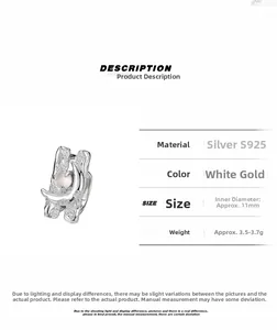 Detail specifications of S925 sterling silver irregular moon ear clip with dimensions
