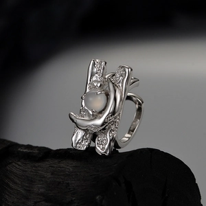 925 Sterling Silver Moon Ear Cuff Irregular Liquid Metal Style Agate Inlaid No Piercing Clip Earrings For Women Minimalist Jewelry
