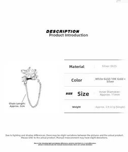 Detail specifications of S925 sterling silver hollow ring with zircon and dangling chain