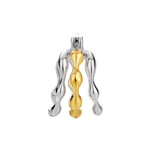 Minimalist S925 sterling silver geometric hollow earrings with mixed metal finish and wavy design