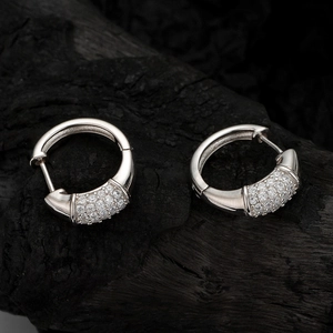 Elegant S925 sterling silver hoop earrings with full micro-pave cubic zirconia crystals