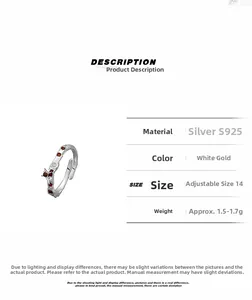 Detail view of S925 sterling silver red checkerboard ring with size and weight specs