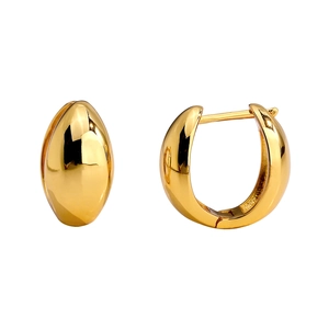 Minimalist S925 sterling silver chunky hoop earrings with high polish mirror finish