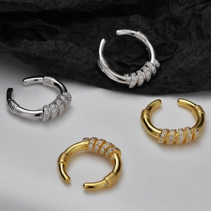 S925 sterling silver geometric ear cuffs with sparkling crystals in silver and gold