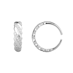 Minimalist S925 sterling silver intertwining open ring with micro-pave cubic zirconia stones