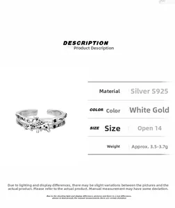 Macro detail of S925 sterling silver stamp and adjustable opening of the dalmatian ring