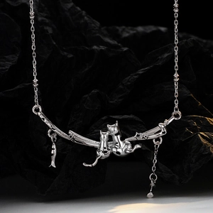 S925 Sterling Silver Cat Necklace For Women Minimalist Animal Pendant Fish Bone Star Sweet Cool Clavicle Chain Jewelry