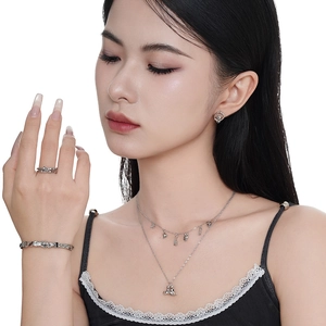Handcrafted S925 sterling silver cat-themed open bangle set for women with vintage finish