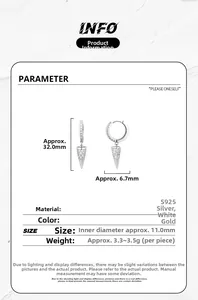 Specifiche dettagliate delle dimensioni per orecchini a cono in argento S925