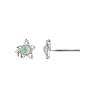 Orecchini a stella in argento 925 con opale cangiante e dettaglio in piccolo diamante