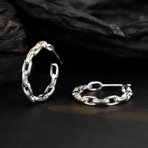 925 Sterling Silver Chain Link Hoop Earrings For Women Minimalist Geometric Line C-shaped Earrings Fashion Jewelry Gift
