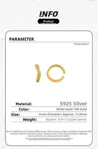 Detailed size specifications for S925 sterling silver geometric clip-on earrings