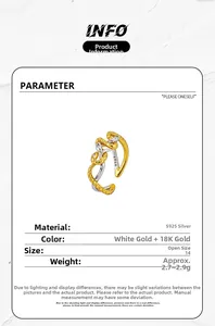 Detail view showing S925 hallmark and dual-tone gold finish on snake ring