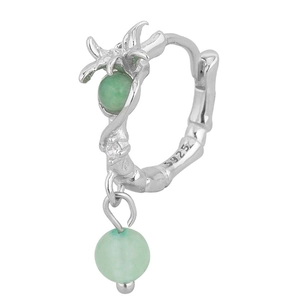 S925 sterling silver flower earrings with green aventurine beads in Chinese style