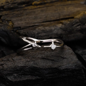 Minimalist S925 sterling silver open star ring with sparkling zircon and geometric lines