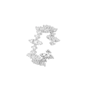 Sparkling S925 sterling silver open ring with pavé zircon stones in a cross pattern