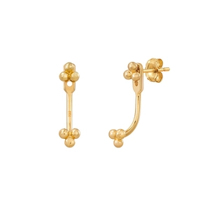 Detailed view of S925 sterling silver three-bead ear jacket with 925 hallmark stamp
