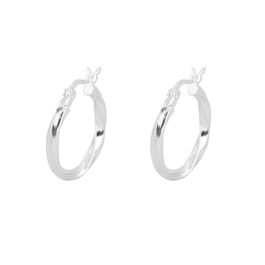Minimalist S925 sterling silver Mobius hoop earrings with polished geometric twist design