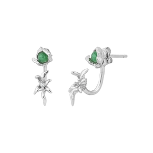 S925 sterling silver petal earrings featuring green aventurine stones and star pendants