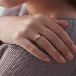 Elegant 18K gold plated S925 silver ring featuring a square cluster of zircon stones