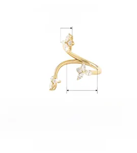 Detail showing 925 sterling silver ring dimensions and petal-shaped zircon specs