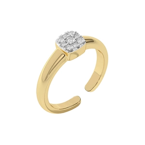 Adjustable S925 sterling silver ring with square pave zircon setting in gold finish