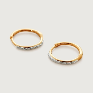 Orecchini a Cerchio in Argento Sterling 925 da Donna Placcati Oro Argento Intarsiati con Strass Fibbie Geometriche Gioielli