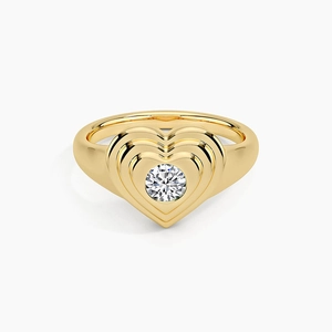 925 Sterling Silver Heart Rhinestone Ring Minimalist Tiered Wave Design Gold Platinum Plated Open Ring For Women Jewelry