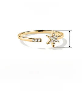 Detailed view of S925 sterling silver hexagram ring with 7.4mm star pendant and zircon